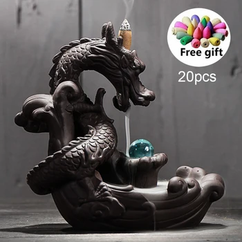 Ceramic Backflow Incense Burner Creative Home Decor Dragon Incense Holder Censer With Crystal Ball + 20pcs Incense Cones
Ceramic Backflow Incense Burner Creative Home Decor Dragon Incense Holder Censer With Crystal Ball + 20pcs Incense Cones