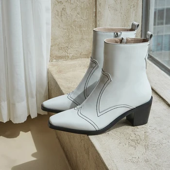 CIALISA Women Shoes New Autumn Winter Leather Middle Heel Ankle Boots Pointed Toe Martin Women Chelsea Heel Boots
CIALISA Women Shoes New Autumn Winter Leather Middle Heel Ankle Boots Pointed Toe Martin Women Chelsea Heel Boots
