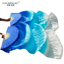 

1pair/1pc Imitation Silk Belly Dance Veil Fans Bamboo Ribs Handmade Dyed Performance Long Fan Belly Dancing Imitation Silk Fans