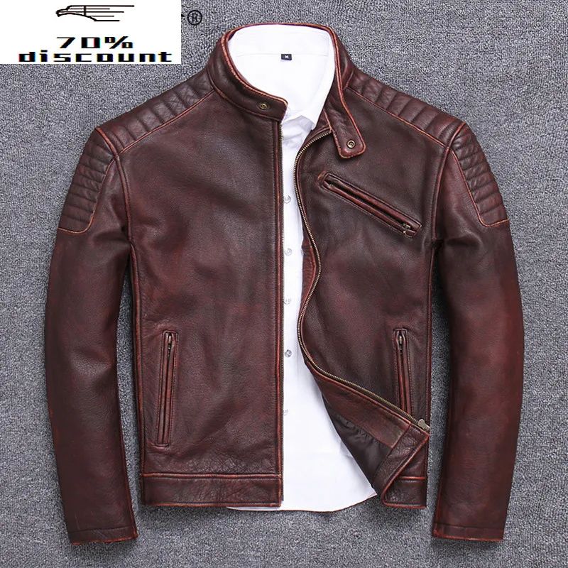 Motorcycle Genuine Leather Jacket Men Vintage Real Cow Leather Coat Spring Autumn Outerwear Veste Cuir Homme U-2806 KJ3222
Motorcycle Genuine Leather Jacket Men Vintage Real Cow Leather Coat Spring Autumn Outerwear Veste Cuir Homme U-2806 KJ3222