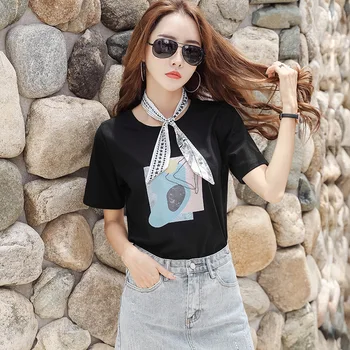 WOMEN Factory direct sales summer new Korean women's loose round neck printed short-sleeved T-shirt 
WOMEN Factory direct sales summer new Korean women's loose round neck printed short-sleeved T-shirt
