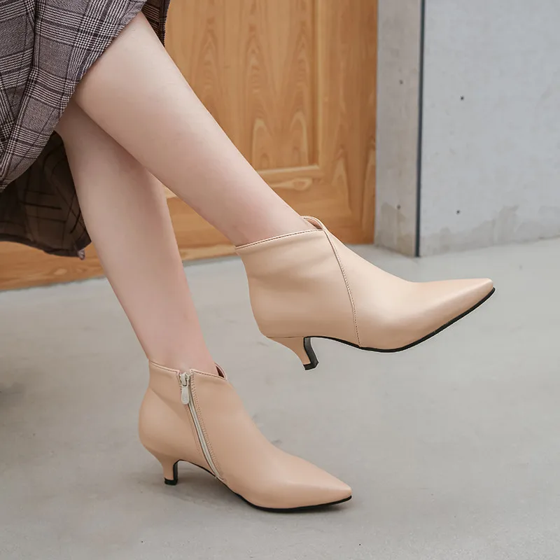 

YMECHIC Fashion 2024 Autumn Sexy High Heel Booties Black Beige Yellow Ankle Stiletto Boots Female Pointed Toe Dress Ladies Shoes