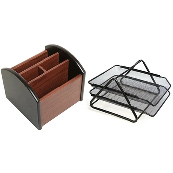 1 Pcs Revolving Wooden 4 Compartment Desktop Office Supplies Organizer & 1 Pcs Office Filing Trays Holder 2 Tiers
1 Pcs Revolving Wooden 4 Compartment Desktop Office Supplies Organizer & 1 Pcs Office Filing Trays Holder 2 Tiers