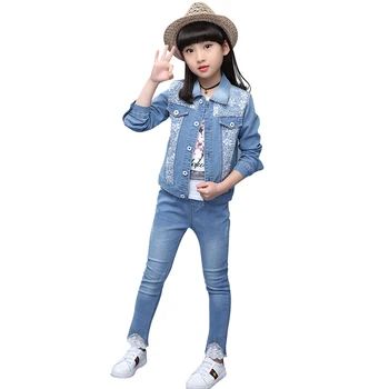 Girls Clothes Lace Flower Girls Clothing Denim Jacekt + Jeans Clothes For Teenage Girls Casual Style Children's Tracksuit
Girls Clothes Lace Flower Girls Clothing Denim Jacekt + Jeans Clothes For Teenage Girls Casual Style Children's Tracksuit