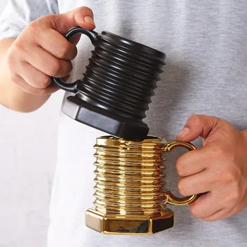 Individual gold screw distillation tower ceramic cups home cups creative office breakfast cups gift cups 
Individual gold screw distillation tower ceramic cups home cups creative office breakfast cups gift cups