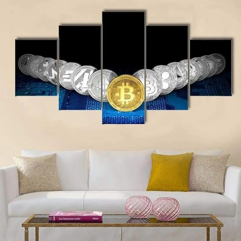 No Framed Canvas 5Pcs Crypto Golden Bitcoin Front View Wall Art Posters Picture Home Decor Paintings for Living Room Decorations
No Framed Canvas 5Pcs Crypto Golden Bitcoin Front View Wall Art Posters Picture Home Decor Paintings for Living Room Decorations