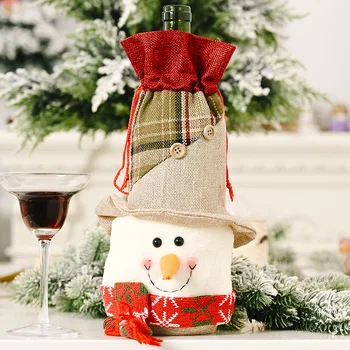 Sckday Christmas Red Wine Bottle Decor Linen Check Pattern With button Santa Cover Cloth Kitchen Decoration for New Year Dinner 
Sckday Christmas Red Wine Bottle Decor Linen Check Pattern With button Santa Cover Cloth Kitchen Decoration for New Year Dinner