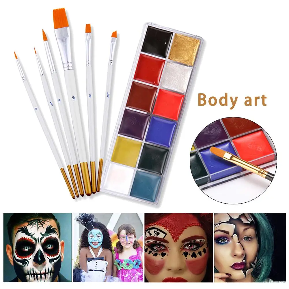 12 Colors Flash Tattoo Face Palette Body Paint Face Body Painting Play Clown Halloween Makeup Face Paint Tattoo Brush Set
12 Colors Flash Tattoo Face Palette Body Paint Face Body Painting Play Clown Halloween Makeup Face Paint Tattoo Brush Set