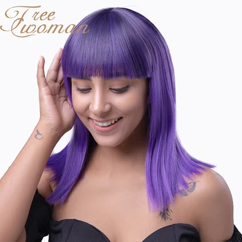 FREEWOMAN 14in Straight Synthetic Wig With Bangs Medium Length Wigs for Women Ombre Purple Mixed Wig Heat Resistant Hair
FREEWOMAN 14in Straight Synthetic Wig With Bangs Medium Length Wigs for Women Ombre Purple Mixed Wig Heat Resistant Hair