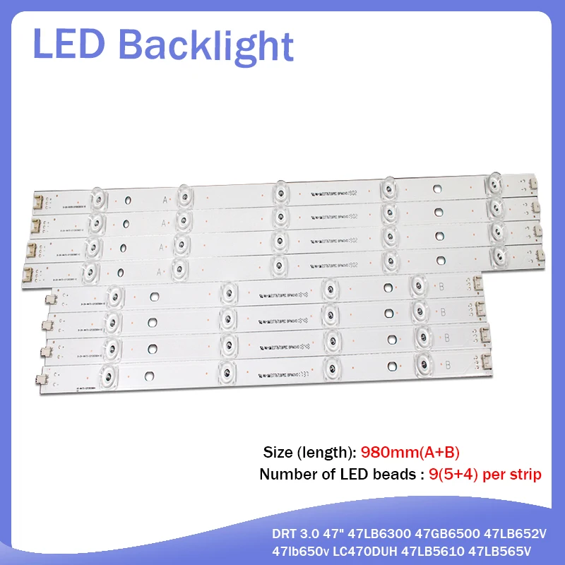 98cm LED Backlight Lamp strip 9 leds For LG 47" TV innotek DRT 3.0 47" 47LB6300 47GB6500 47LB652V 47lb650v LC470DUH 47LB5610
98cm LED Backlight Lamp strip 9 leds For LG 47" TV innotek DRT 3.0 47" 47LB6300 47GB6500 47LB652V 47lb650v LC470DUH 47LB5610