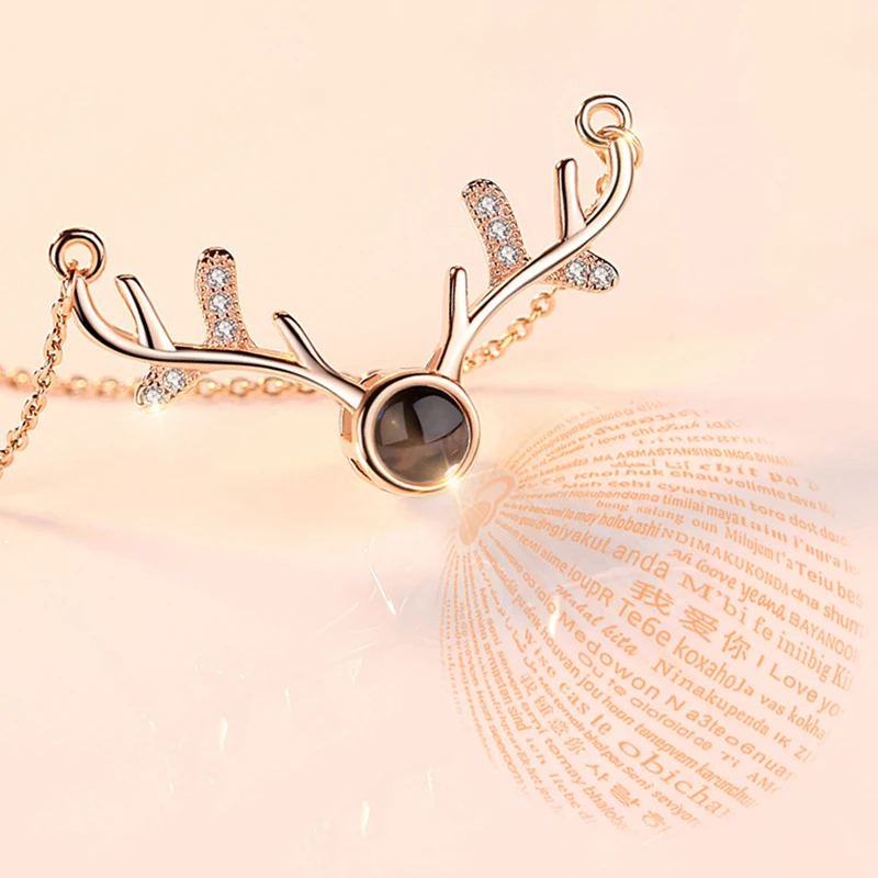 Zircon Antlers 100 Languages I Love You Necklaces Pendants For Women Lover Rose Gold Silver Long Chain Female Pendant Necklace
Zircon Antlers 100 Languages I Love You Necklaces Pendants For Women Lover Rose Gold Silver Long Chain Female Pendant Necklace