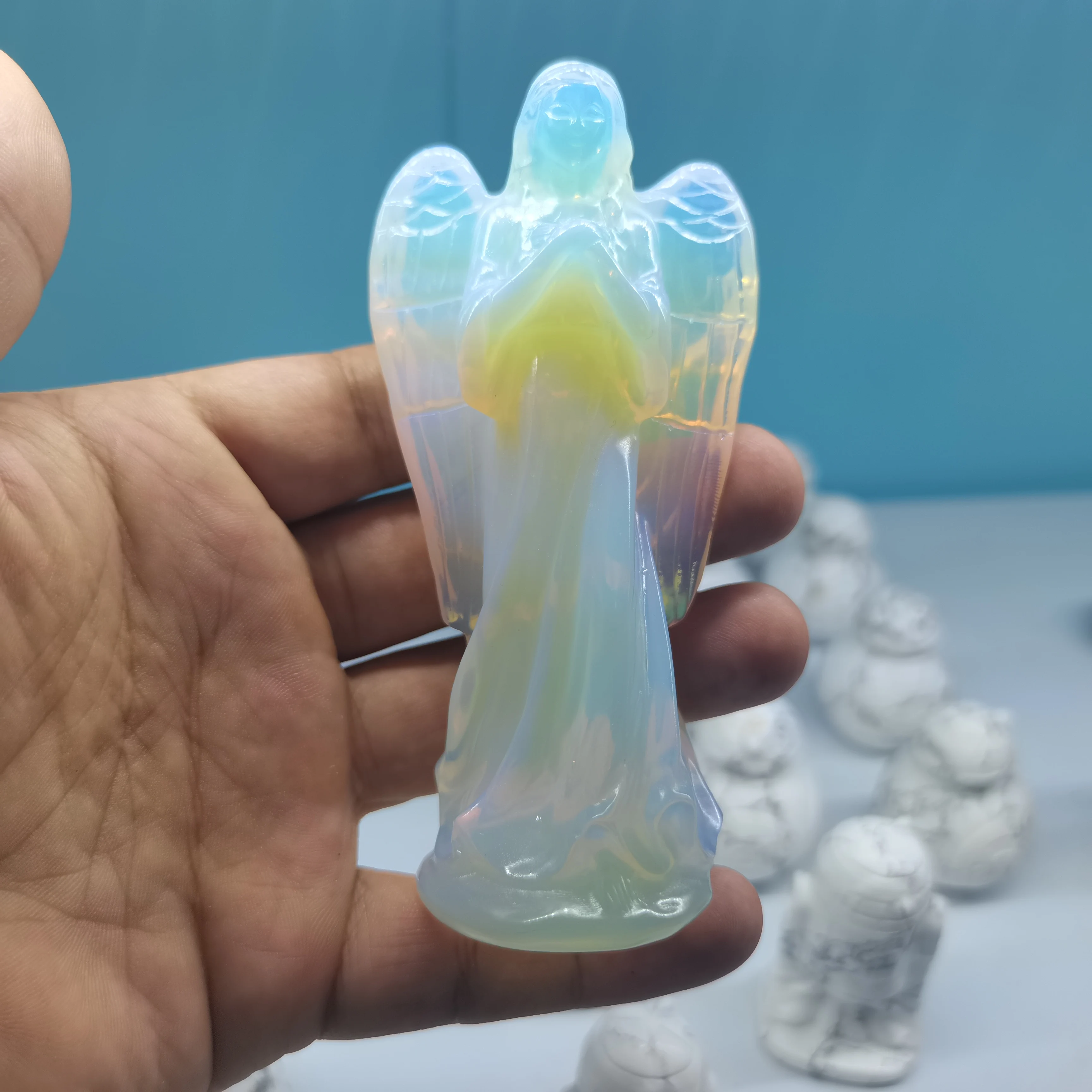 12cm Angel Shape Natural Opal Quartz Crystal Stone Healing Energy Gemstone Pendant Ornament Figurine Crafts Gift Home Decor
12cm Angel Shape Natural Opal Quartz Crystal Stone Healing Energy Gemstone Pendant Ornament Figurine Crafts Gift Home Decor