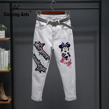Women Jeans Cartoon Embroidery Patchwork Korean Loose Denim Pants 2020 Summer New Femme Fashion Casual Bleached Harem Jeans
Women Jeans Cartoon Embroidery Patchwork Korean Loose Denim Pants 2020 Summer New Femme Fashion Casual Bleached Harem Jeans