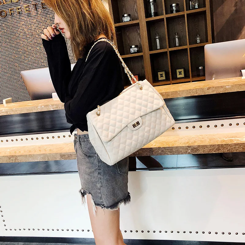 GOOHOJIO Fashion Women Large Handbag Quilted Chain Bag Ladies Luxury PU Leather Handbag Plaid Casual Shoulder Tote High Quality 
GOOHOJIO Fashion Women Large Handbag Quilted Chain Bag Ladies Luxury PU Leather Handbag Plaid Casual Shoulder Tote High Quality