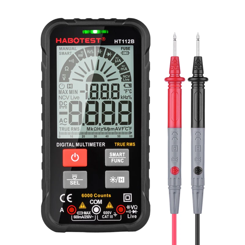 HABOTEST HT112B Mini Smart Multimeter Automotive Tester Auto Range Professional Digital Multimeter Non-Contact Voltage Meter
HABOTEST HT112B Mini Smart Multimeter Automotive Tester Auto Range Professional Digital Multimeter Non-Contact Voltage Meter