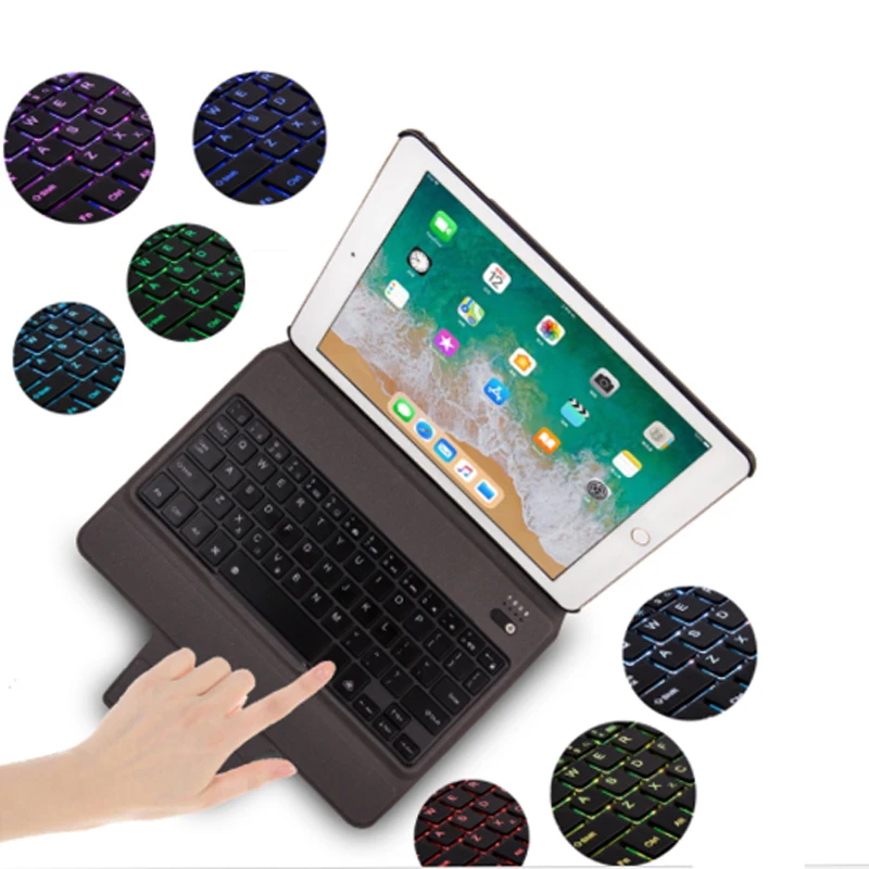 Backlit Keyboard for new iPad 2018 & 2017 9.7 Inch, Wireless bluetooth Case with Slim Leather Folio Cover -7 Color Backlight
Backlit Keyboard for new iPad 2018 & 2017 9.7 Inch, Wireless bluetooth Case with Slim Leather Folio Cover -7 Color Backlight