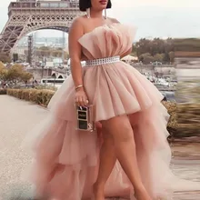 High Low Prom Party Dresses With Sash Strapless Dusty Pink Tulle Puffy Tiered Custom Evening Formal Gown Robe De Soiree
High Low Prom Party Dresses With Sash Strapless Dusty Pink Tulle Puffy Tiered Custom Evening Formal Gown Robe De Soiree