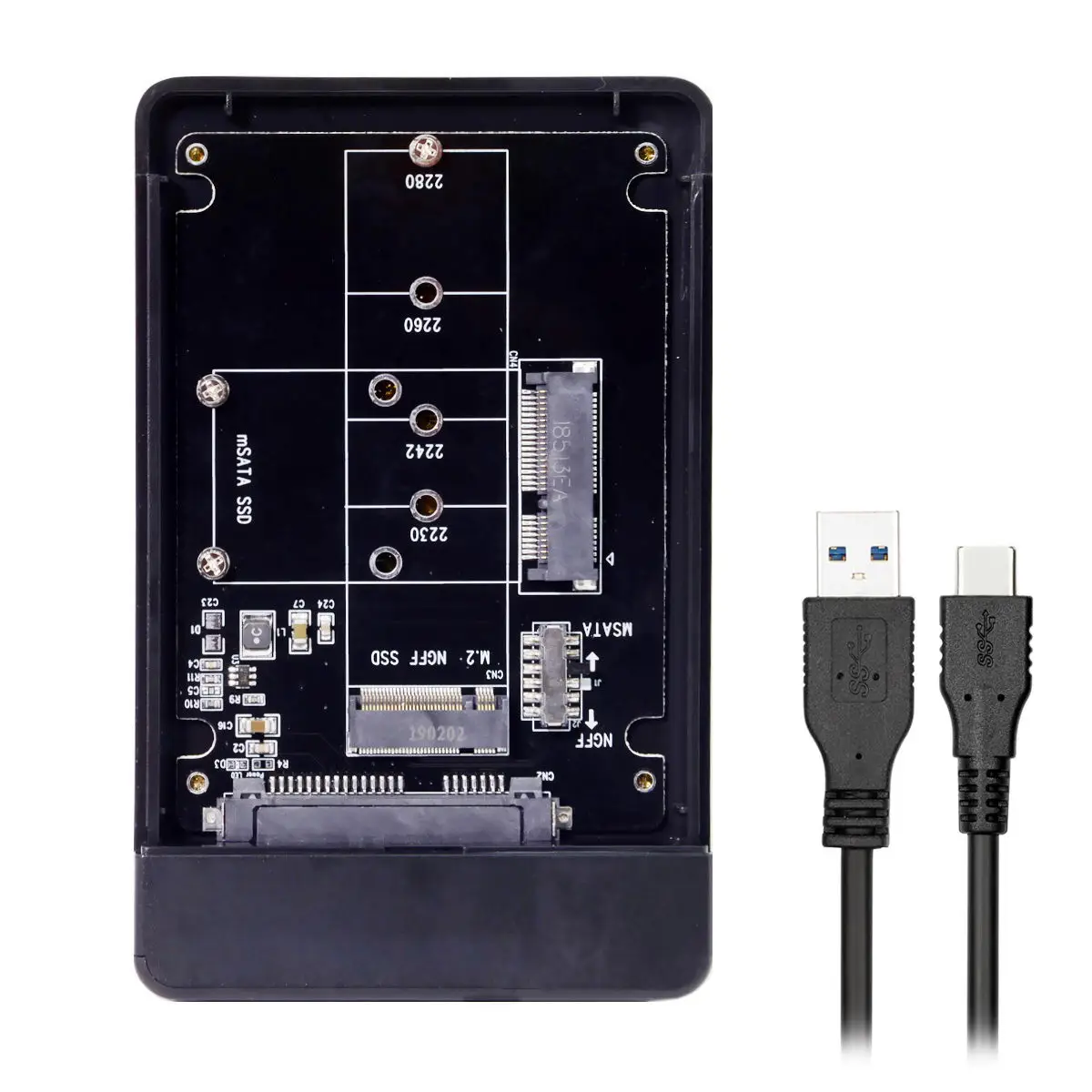 mSATA SSD & Combo M.2 NGFF B-key to USB Type-C Converter Case Enclosure Adapter with Switch
mSATA SSD & Combo M.2 NGFF B-key to USB Type-C Converter Case Enclosure Adapter with Switch