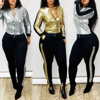 Bling Bling Sequins Two Piece Set Women Casual Sexy V-Neck Zipper Sweatshirts And Pants 2 Piece Set Tracksuit Streetwear D30
Bling Bling Sequins Two Piece Set Women Casual Sexy V-Neck Zipper Sweatshirts And Pants 2 Piece Set Tracksuit Streetwear D30