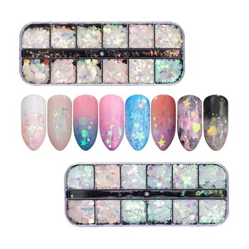 

1 Box Nail Glitter Sequins Mermaid Mixed Shape Holographic Polishing Spangles Flake Slice Nail Art Decoration Tips