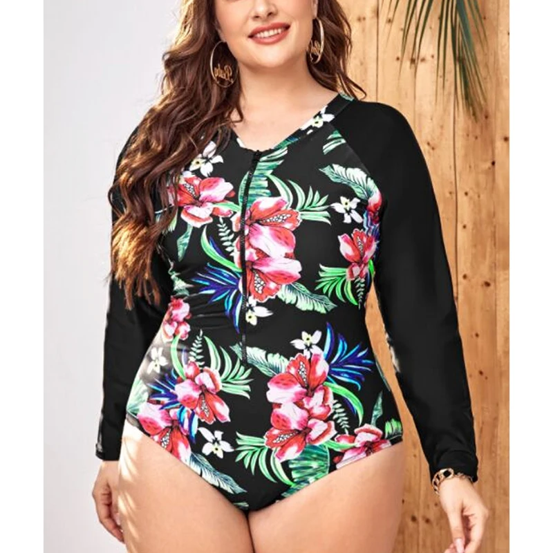 Women One Piece Sui Swimsuit Long Sleeves Floral Print Rash Guard Swimwear Zipper Front Bathing Surfing Swimsuit Retro Beachwear
Women One Piece Sui Swimsuit Long Sleeves Floral Print Rash Guard Swimwear Zipper Front Bathing Surfing Swimsuit Retro Beachwear