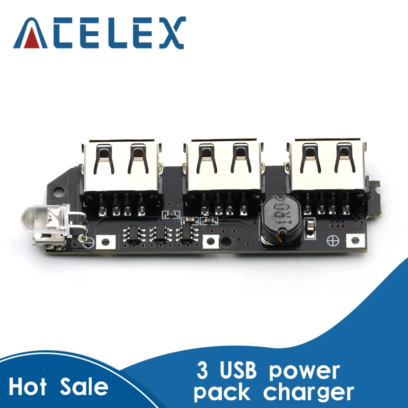 5 в 1 а 18650 3 USB порта печатная плата повышающего модуля питания для зарядного