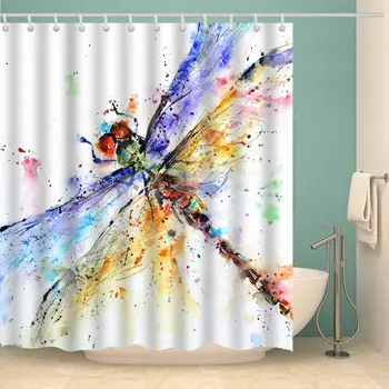 Kids Shower Curtain Colorful Design, Modern Abstract Watercolor Insect Dragonfly Printed Bath Curtain Bright Colors, Polyester
Kids Shower Curtain Colorful Design, Modern Abstract Watercolor Insect Dragonfly Printed Bath Curtain Bright Colors, Polyester