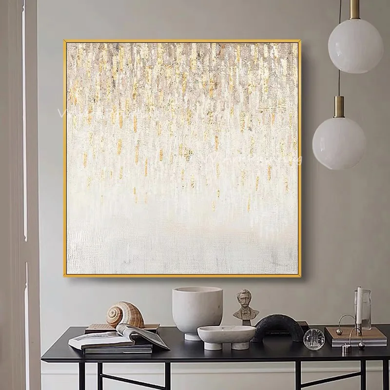 

Золотая фольга Роскошная 100% ручная абстрактная картина маслом на холсте настенное искусство для чтения декор комнаты без рамки подарок