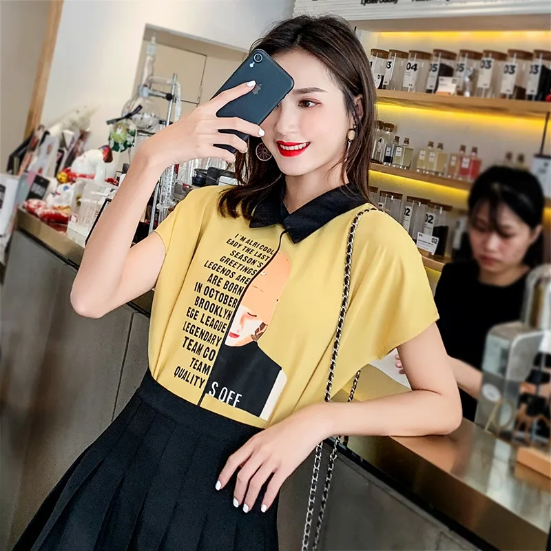 2019 Summer New Shirt Korean Design Sense Short-sleeve Doll Collar Chiffon Shirt Loose Blouse Plus Size Female Free Shipping
2019 Summer New Shirt Korean Design Sense Short-sleeve Doll Collar Chiffon Shirt Loose Blouse Plus Size Female Free Shipping