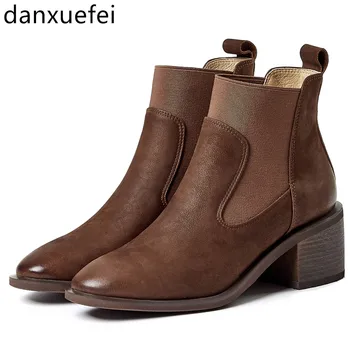 Women's genuine leather elastic slip-on thic heel autumn slip-on ankle boots med heel comfortable short booties retro shoes 42
Women's genuine leather elastic slip-on thic heel autumn slip-on ankle boots med heel comfortable short booties retro shoes 42