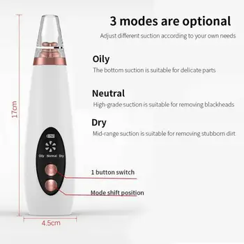Black head pore cleaning instrument with rechargeable display Extractor Vacuum Suction 3 Modes Exfoliating Blackhead Remover
Black head pore cleaning instrument with rechargeable display Extractor Vacuum Suction 3 Modes Exfoliating Blackhead Remover