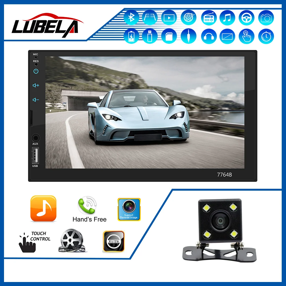 Автомагнитола MP5 плеер с 7 "сенсорным экраном Bluetooth AUX USB TF FM камерой заднего вида