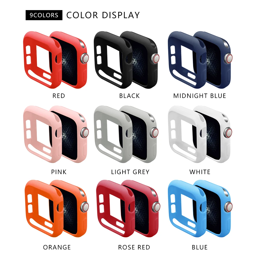 Soft Silicone Case for Apple Watch band series 5 4 3 21 38MM 42MM Protective Shell Bumper for iWatch strap 44MM 40MM accessories
Soft Silicone Case for Apple Watch band series 5 4 3 21 38MM 42MM Protective Shell Bumper for iWatch strap 44MM 40MM accessories
