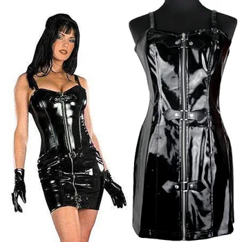 Cosplay Sexy nightclub PVC leather camisole dress bar DJ evening dress costume fashion ladies girls patent leather dress
Cosplay Sexy nightclub PVC leather camisole dress bar DJ evening dress costume fashion ladies girls patent leather dress