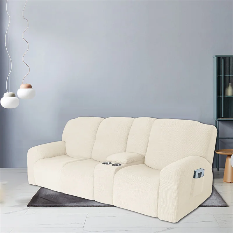 Housse extensible pour fauteuil inclinable 3 places, avec porte-gobelet, en polaire, pour salon Housse extensible pour fauteuil inclinable 3 places, avec porte-gobelet, en polaire, pour salon