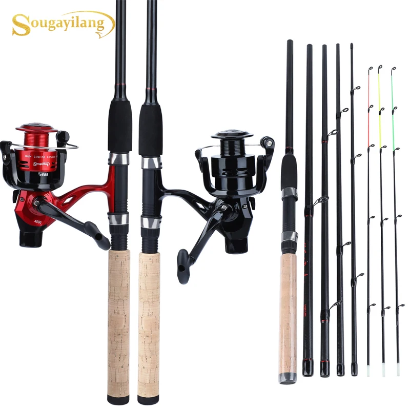 Sougayilang Fishing Combo Portable 6 Section 3M Carbon Fiber Spinning Feeder Rod and 4BB Carp Reel Set | Спорт и развлечения