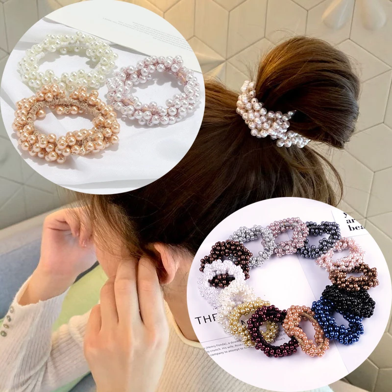 

Аксессуары для волос Роскошный привлекательный дизайн жемчуг эластичная повязка для волос заколка для конского хвоста кольца для женщин