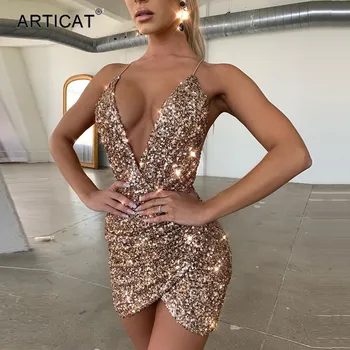Articat Deep V Neck Sexy Sequin Dress Women Solid Golden Bodycon Winter Christmas Dress Elegant Black Club Party Dress Vestidos
Articat Deep V Neck Sexy Sequin Dress Women Solid Golden Bodycon Winter Christmas Dress Elegant Black Club Party Dress Vestidos
