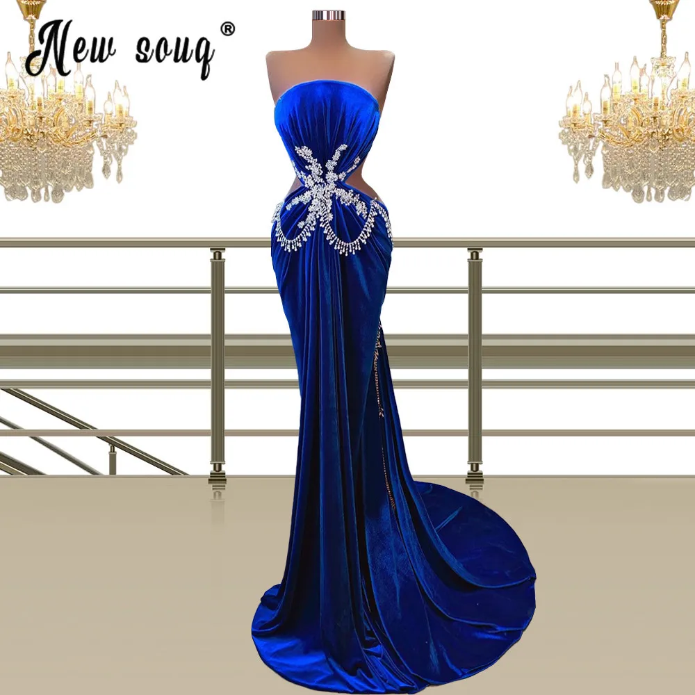 Royal Blue Mermaid Velvet Long Evening Gowns Strapless Robe De Soiree Crystals Prom Gowns Formal Dress Special Occasion Robes
Royal Blue Mermaid Velvet Long Evening Gowns Strapless Robe De Soiree Crystals Prom Gowns Formal Dress Special Occasion Robes