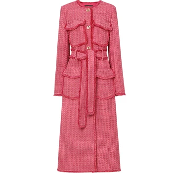 autumn winter Small fragrance tweed woolen coat women o-neck slim pocket wool blends coat
autumn winter Small fragrance tweed woolen coat women o-neck slim pocket wool blends coat