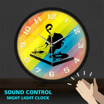 DJ LED Luminous Wall Clock Sound Control Atomsphere Lighting Watch Metal Frame Turntable Mixer Record Music Gift Night Club Deco
DJ LED Luminous Wall Clock Sound Control Atomsphere Lighting Watch Metal Frame Turntable Mixer Record Music Gift Night Club Deco