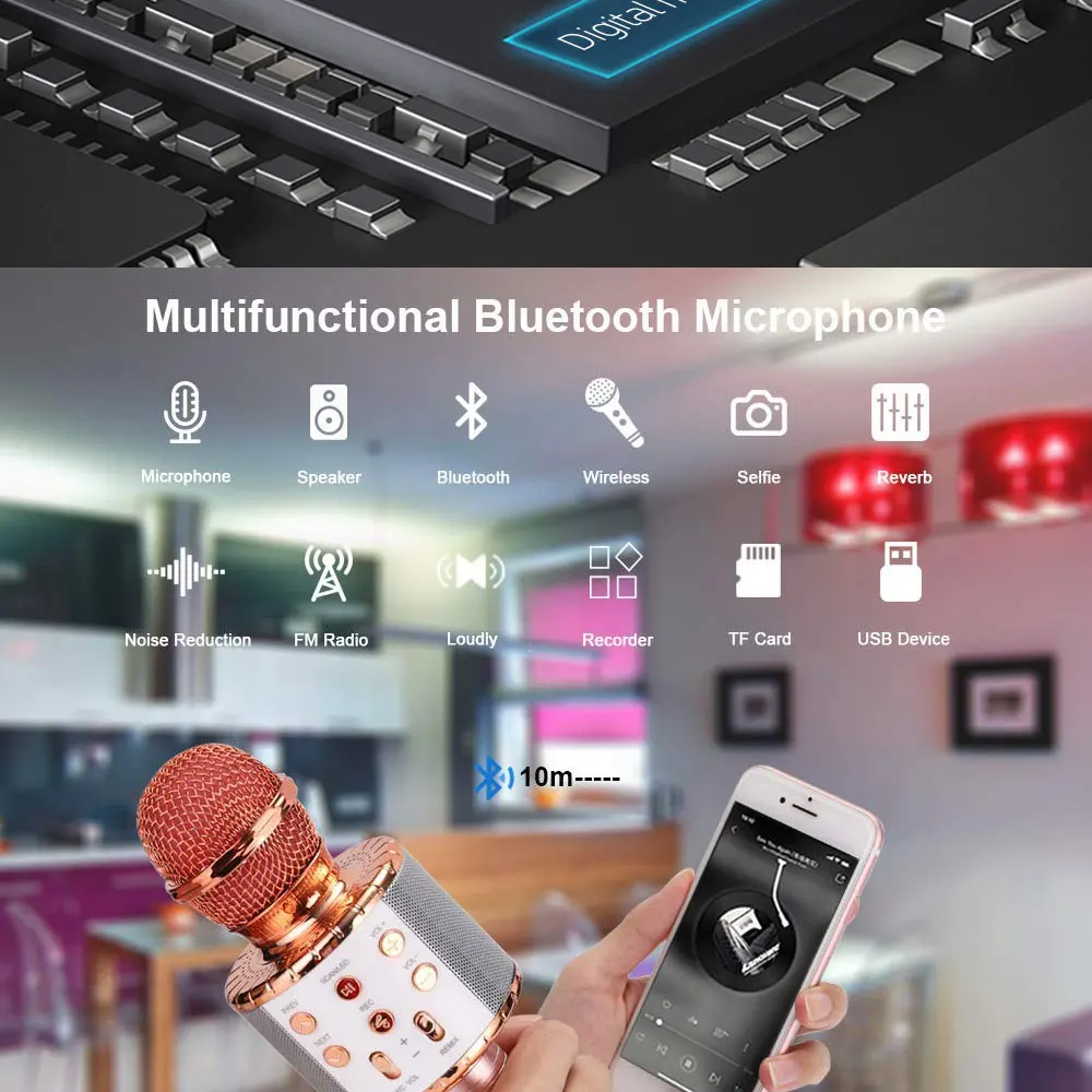 Fast-Delivery WS858 Karaoke Microphone Wireless Speaker Recording Youtube Bluetooth Microphone For Smartphone Kids Fast-Delivery WS858 Karaoke Microphone Wireless Speaker Recording Youtube Bluetooth Microphone For Smartphone Kids