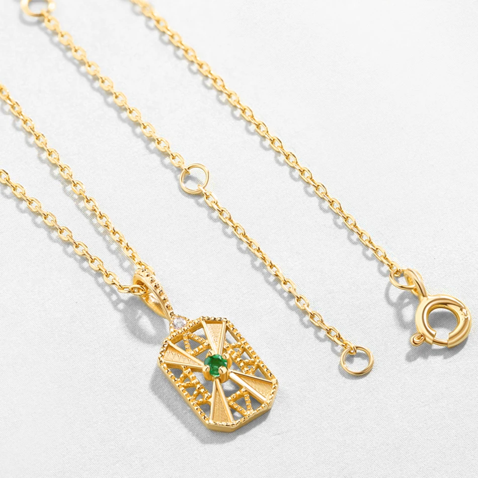 ALLNOEL S925 Sterling Silver Real Emerald Collocation Zircon Design Gold Color Ring Necklace Earrings Jewelry Sets For Women (13)
