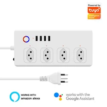 WiFi Smart Power Strip with 4 Outlets 4USB Ports ,1.4m Extension Cord Voice works with Alexa, Google Home Brazil Standard
WiFi Smart Power Strip with 4 Outlets 4USB Ports ,1.4m Extension Cord Voice works with Alexa, Google Home Brazil Standard
