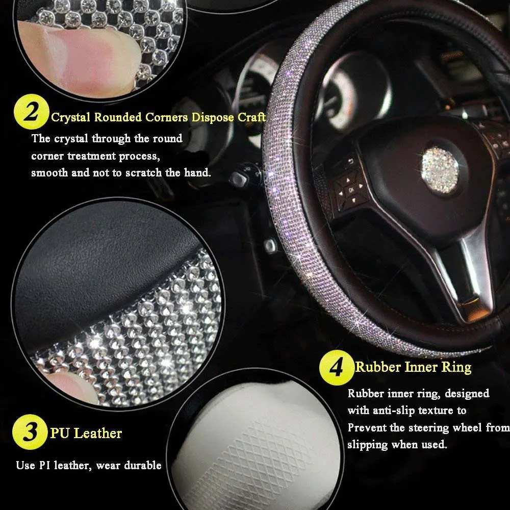 Auto Accessories Car Steering Wheel Cover Soft Leather with Beautiful Rhinestones For VW Toyota Honda Chevy Ford Focus BMW
Auto Accessories Car Steering Wheel Cover Soft Leather with Beautiful Rhinestones For VW Toyota Honda Chevy Ford Focus BMW