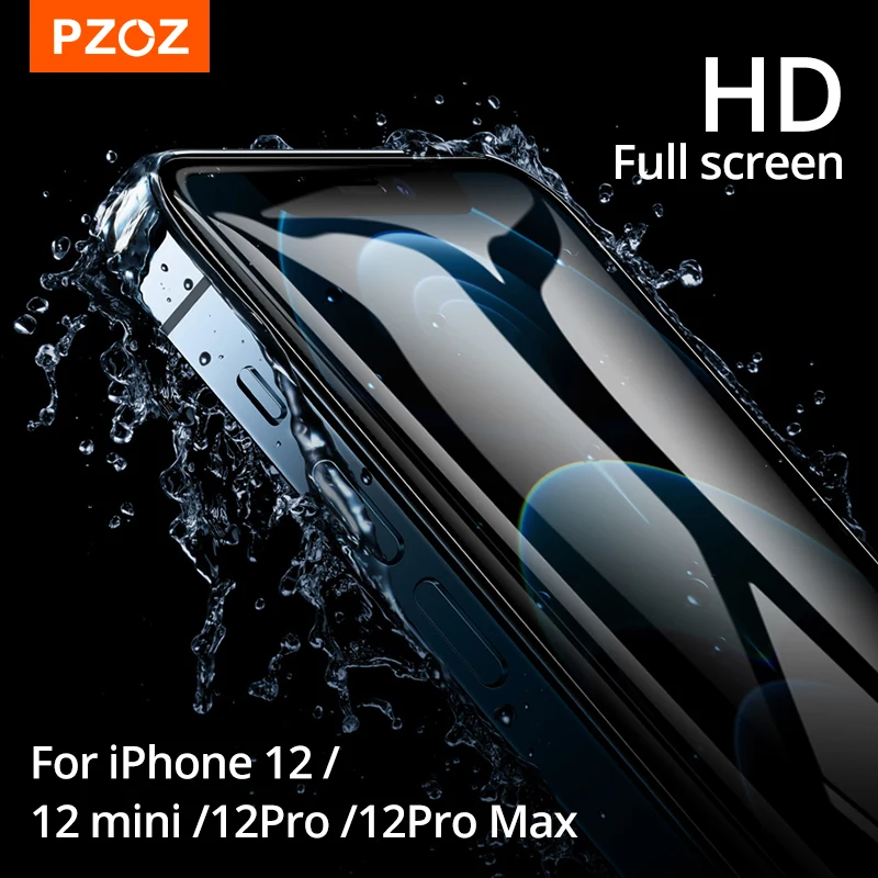 Защитное стекло PZOZ для iPhone 12 Pro Max mini полное покрытие прозрачное защиты экрана