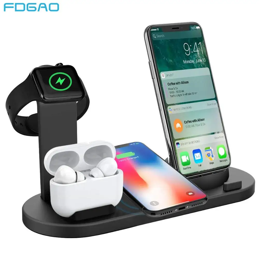 FDGAO Charging Stand 4 in 1 10W Qi Fast Wireless Charger Dock for Apple Watch Holder For iPhone 11 XS Max XR X 8 Airpods 2 Pro
FDGAO Charging Stand 4 in 1 10W Qi Fast Wireless Charger Dock for Apple Watch Holder For iPhone 11 XS Max XR X 8 Airpods 2 Pro
