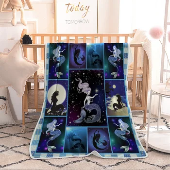Winter Cartoon Mermaid Pattern Blanket Microfiber Fleece Small Double Bedspread For Baby Kid Adults On Bed Fashion Throw Blanket 
Winter Cartoon Mermaid Pattern Blanket Microfiber Fleece Small Double Bedspread For Baby Kid Adults On Bed Fashion Throw Blanket