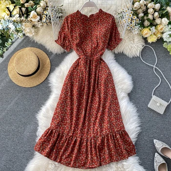 YuooMuoo 2020 New Arrival Women Short Sleeve Flower Printed Midi Dress Summer O-Neck Vintage Ruffle Dress Sundress Vestidos
YuooMuoo 2020 New Arrival Women Short Sleeve Flower Printed Midi Dress Summer O-Neck Vintage Ruffle Dress Sundress Vestidos
