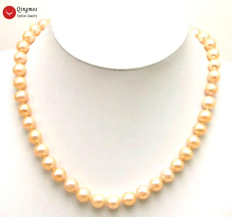 Qingmos Fashion 9-10mm Round Pink Natural Freshwater Pearl Necklace for Woman 17 inch Chokers Necklace with Ball Clasp nec5285
Qingmos Fashion 9-10mm Round Pink Natural Freshwater Pearl Necklace for Woman 17 inch Chokers Necklace with Ball Clasp nec5285